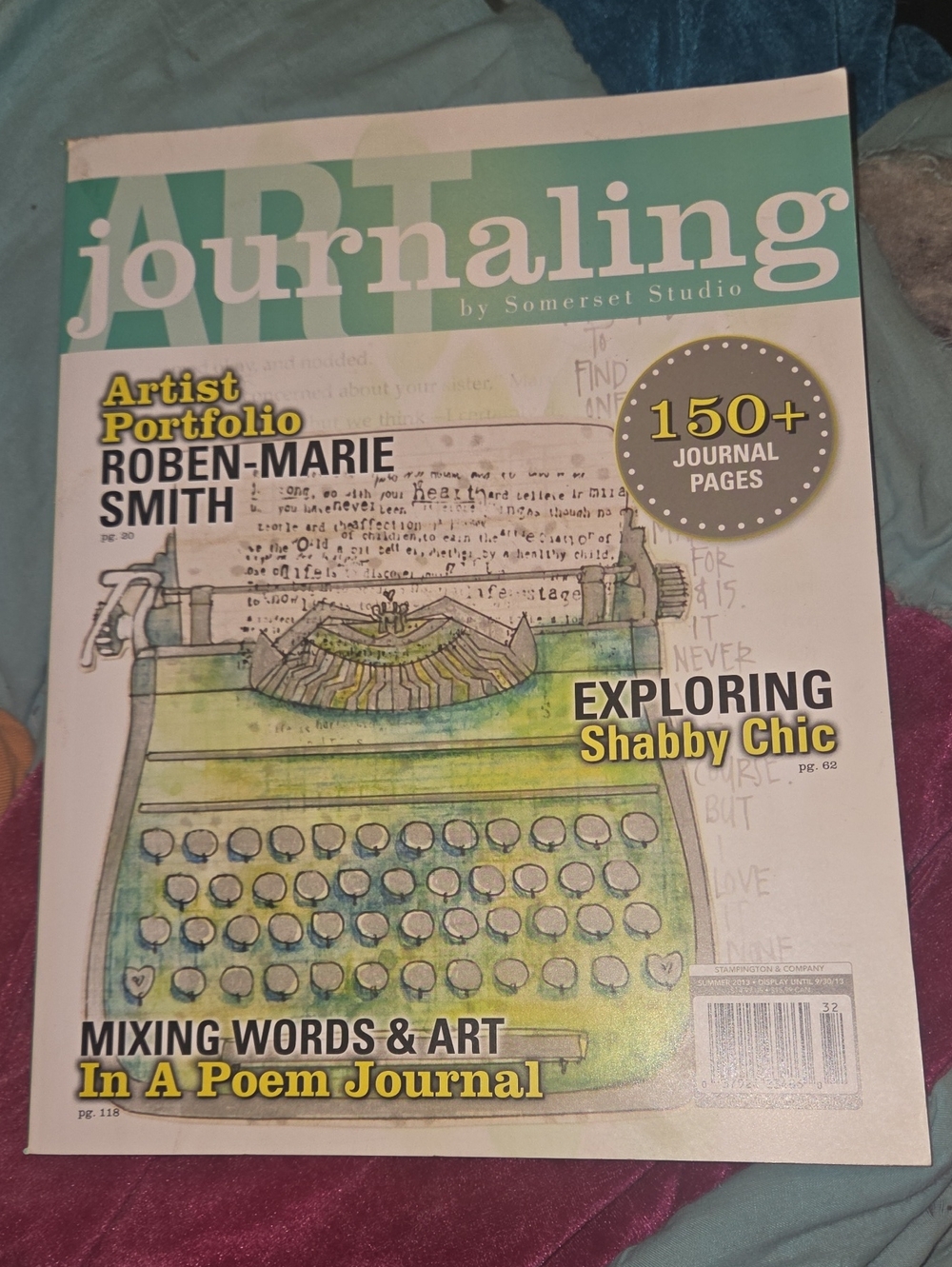 Art Journaling Magazine Cover Print - Green Typewriter Illustration